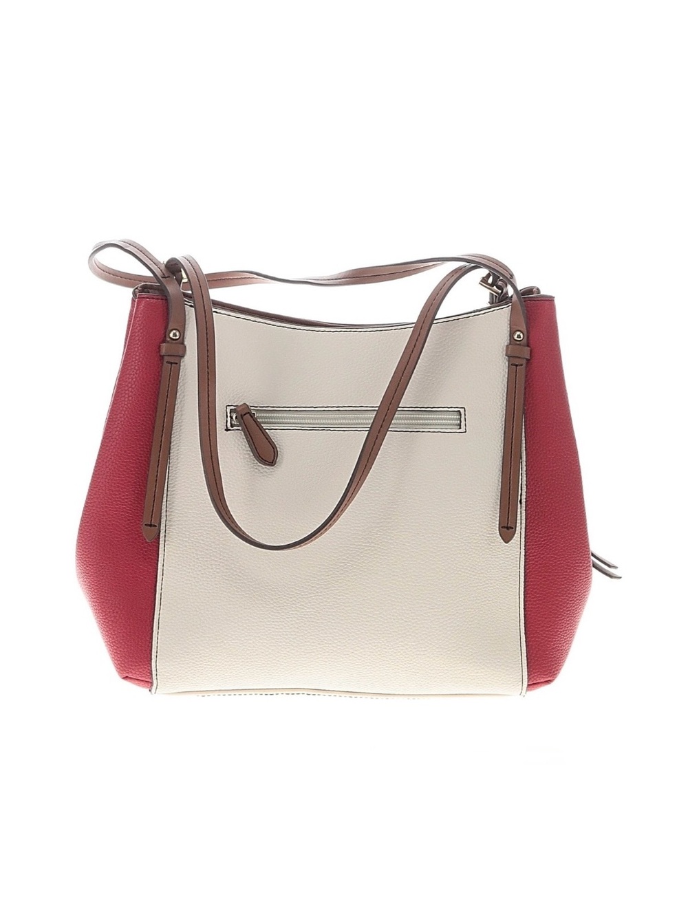 Liz Claiborne Two-Tone Cream and Red Shoulder Bag with Tan Straps